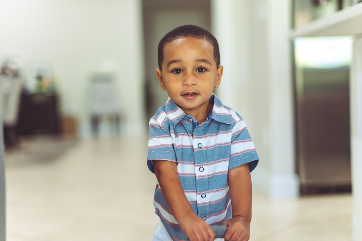 Cute African American toddler in a candid portrait