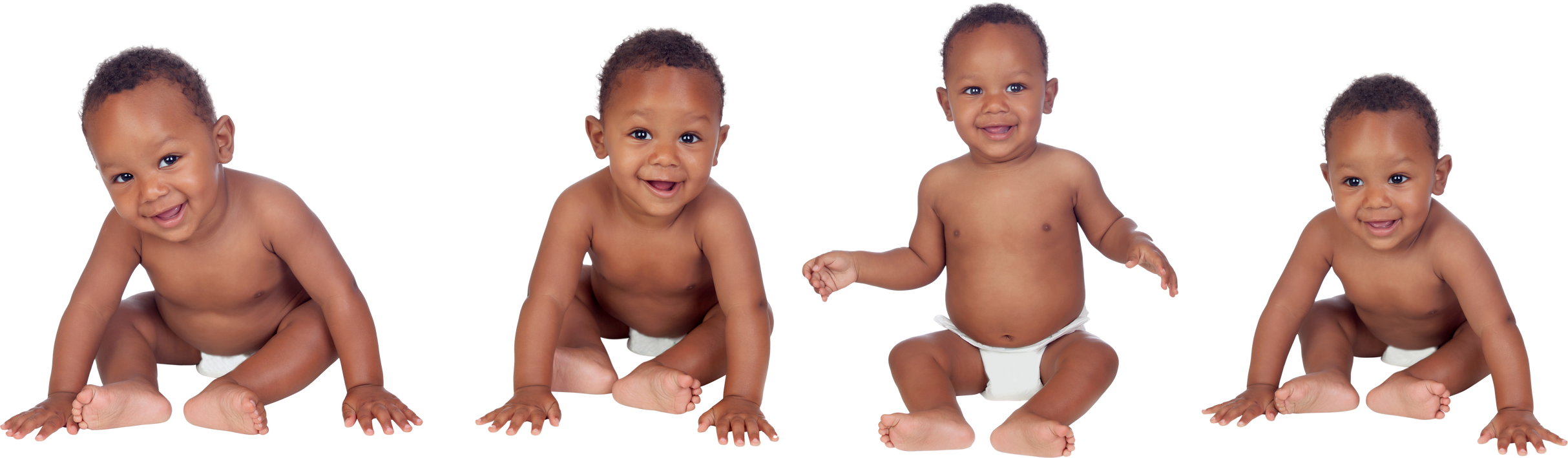 Four Funny African Baby Sitting on the Floor